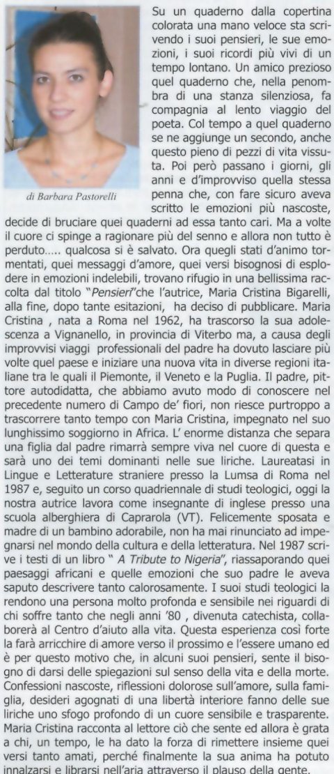 ARTICOLO DI BARBARA PASTORELLI - LA POESIA INTIMISTICA...